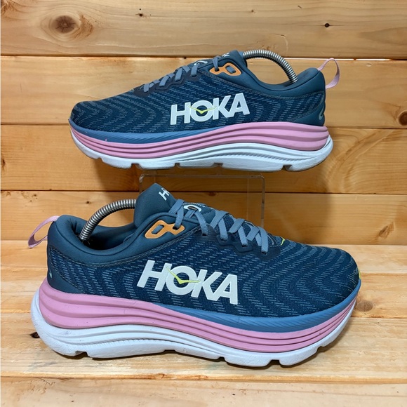 Hoka One One Shoes - Hoka One One Gaviota 5 Shoes Blue / Pink - Womens 10 D Wide